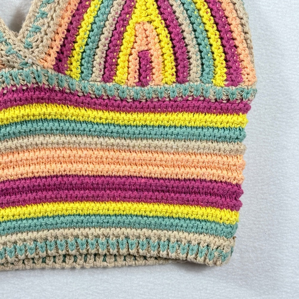Lulus Crochet Tank Top Womens Medium Multicolor Striped Boho Hippie‎ Festival - Picture 2 of 8
